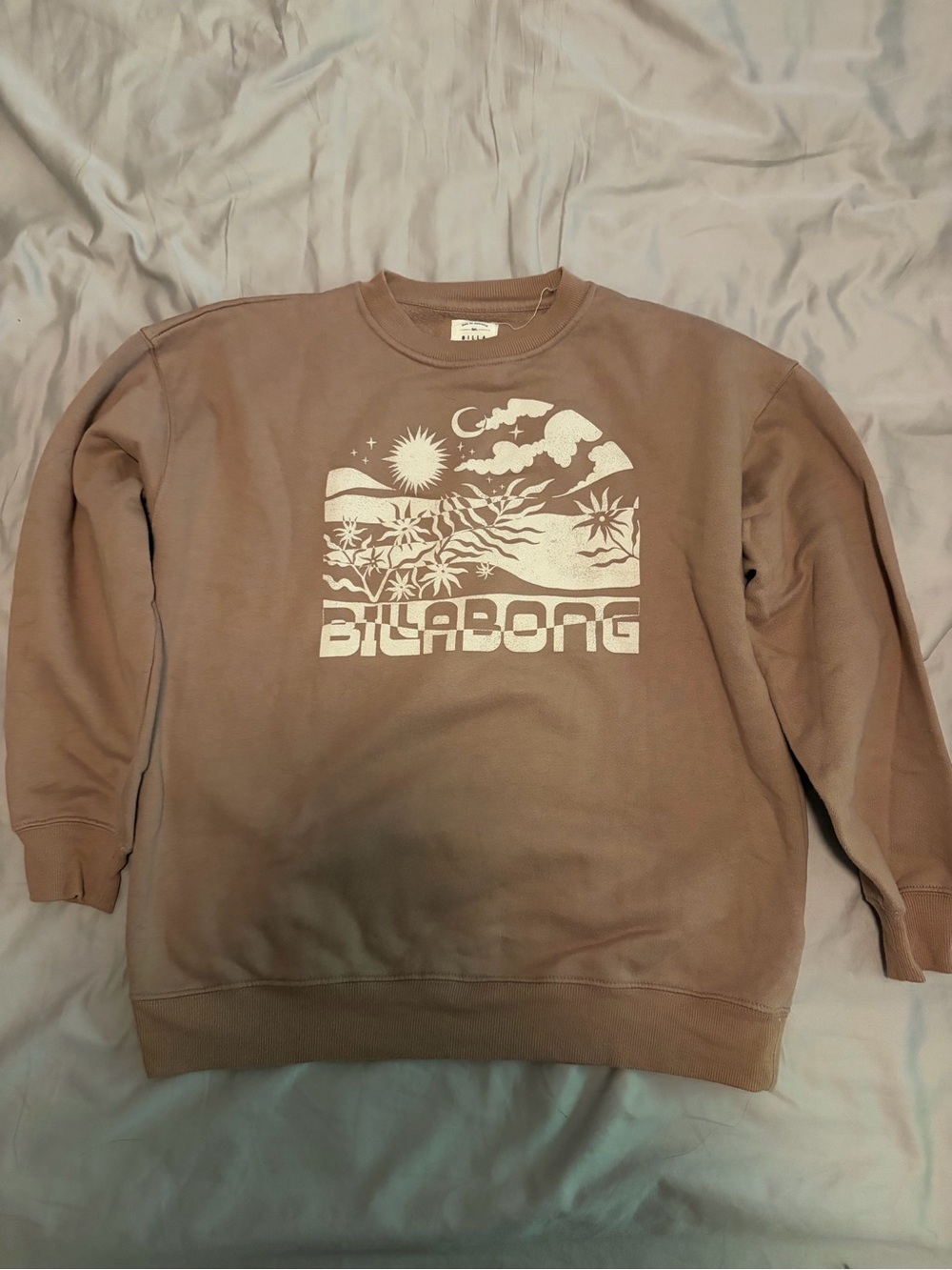Billabong Taupe Crewneck Sweatshirt Beach Surf Womens